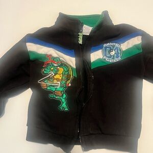 Vintage Ninja Turtles Masters Black Jacket with Green and Blue Accents